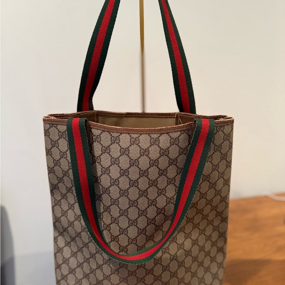 Gucci Vintage Web Strap Tote GG Coated Canvas Tall - Picture 3 of 13